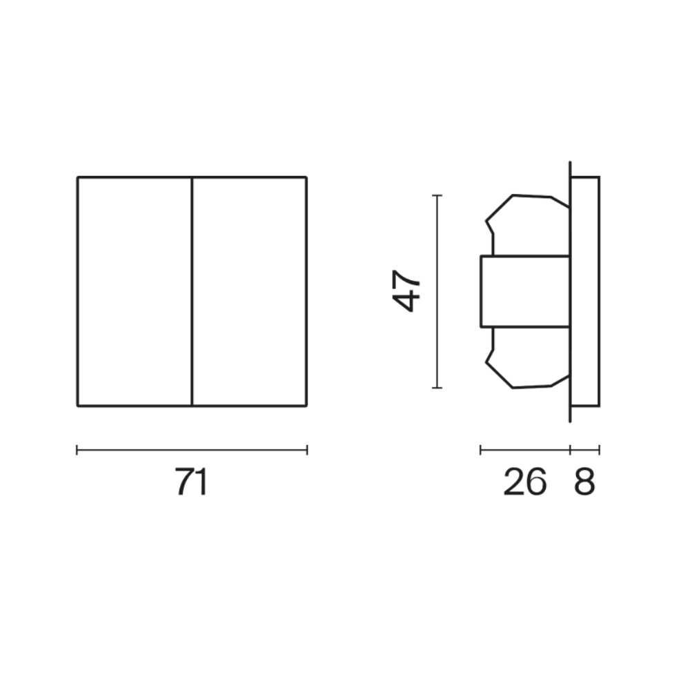 Выключатель двухклавишный встраиваемый Voltum S70 Сталь VLS020105 — изображение 6