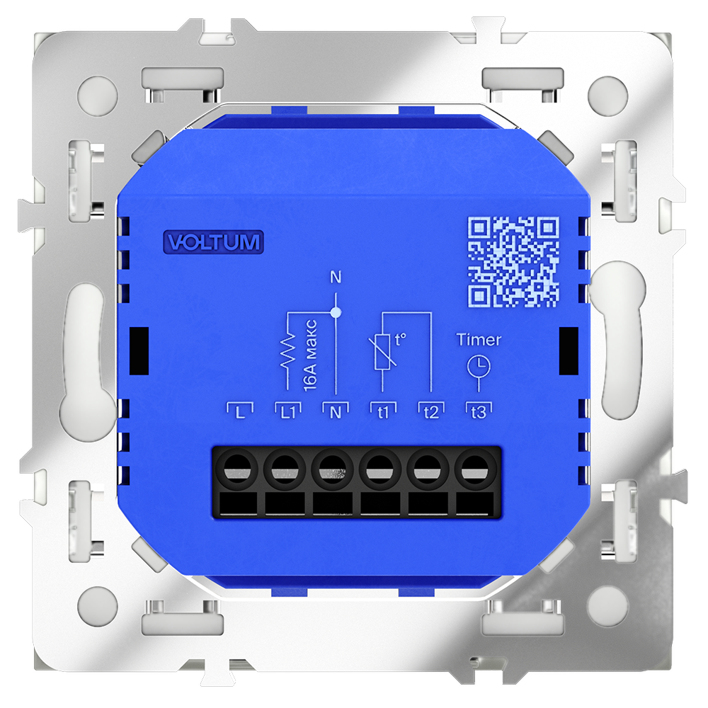 Терморегулятор электронный Voltum S70 с индикацией и датчиком, для теплого пола Белый матовый VLS070102 — изображение 4