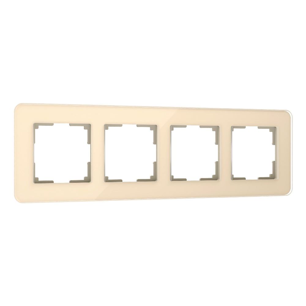Рамка стеклянная Werkel Elite на 4 поста Айвори W0042443