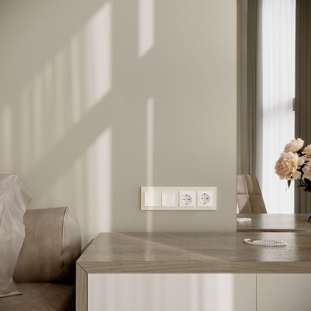 Рамка из поликарбоната Werkel Slab на 4 поста Айвори W0042962 — изображение 3