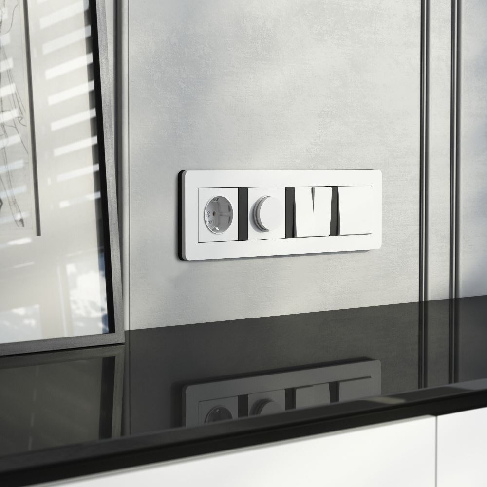 Рамка из поликарбоната Werkel Split на 4 поста Белый / Черный W0043068 — изображение 3