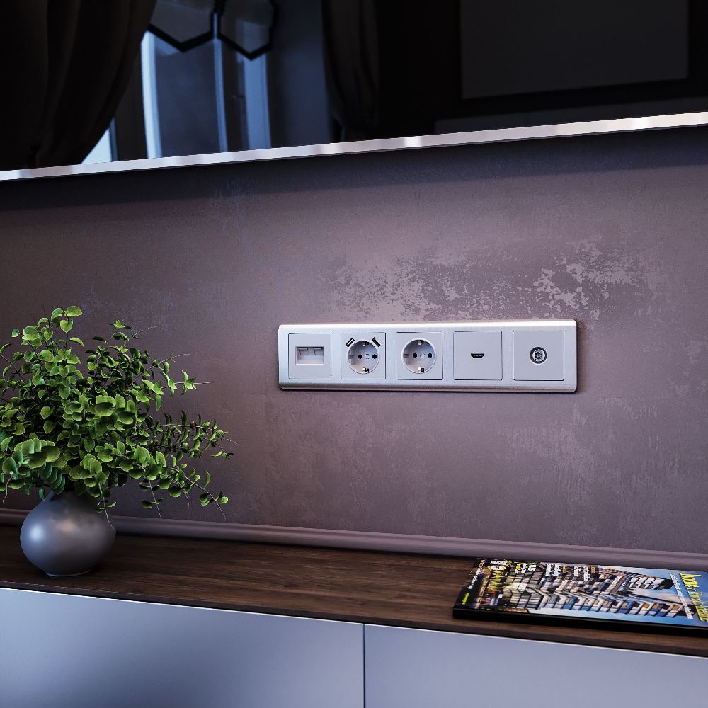 Рамка из поликарбоната Werkel Stream на 5 постов Серебряный W0052106 — изображение 2