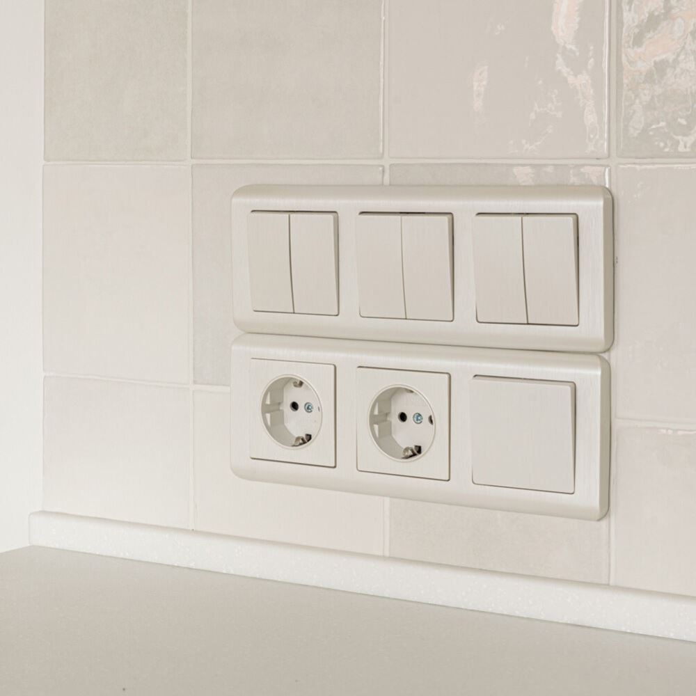 Выключатель двухклавишный встраиваемый Werkel Перламутровый рифленый W1120013 — изображение 3