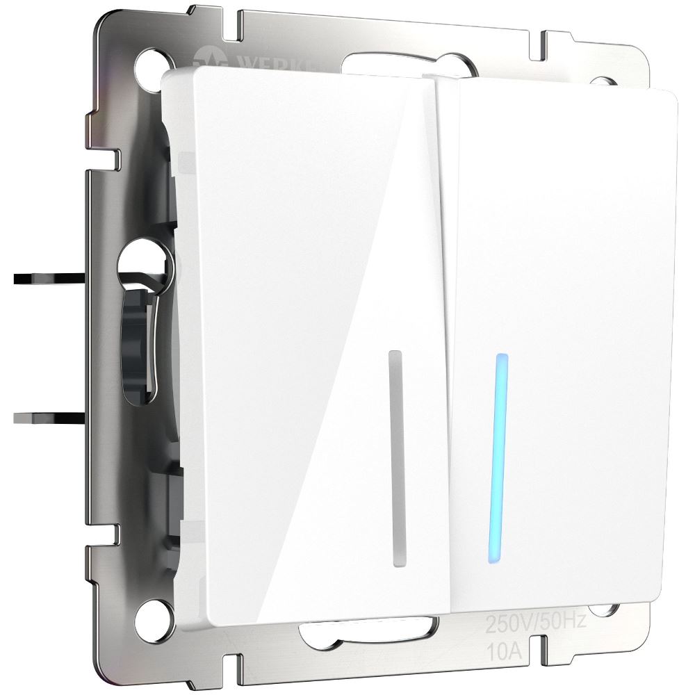 Выключатель двухклавишный встраиваемый Werkel с подсветкой Белый W1120101