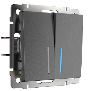 Выключатель двухклавишный встраиваемый проходной Werkel с подсветкой Графит W1122104