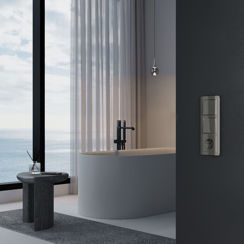 Выключатель двухклавишный встраиваемый перекрестный Werkel Графит W1123044 — изображение 2