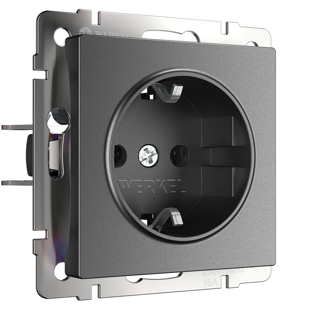 Розетка встраиваемая Werkel с заземлением Графит матовый W1171064