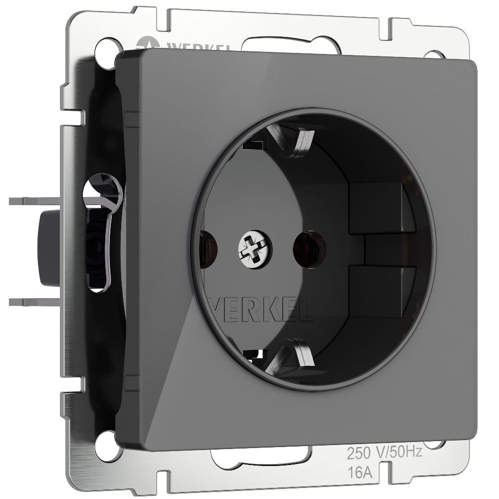 Розетка встраиваемая Werkel с заземлением и шторками Графит W1171144