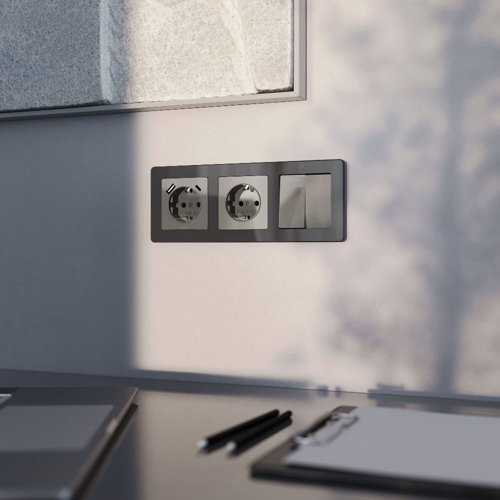 Розетка встраиваемая Werkel с заземлением и шторками Графит W1171144 — изображение 2