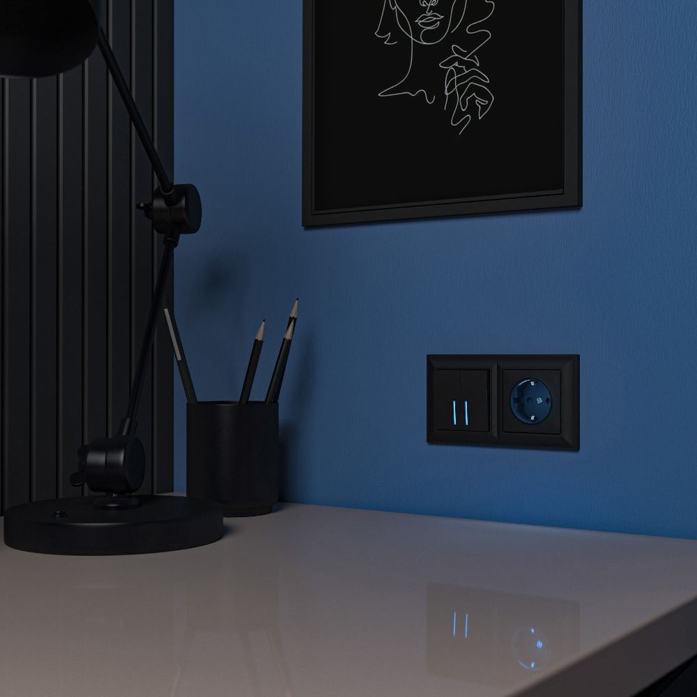 Розетка встраиваемая Werkel с подсветкой Черный матовый W1171408 — изображение 4