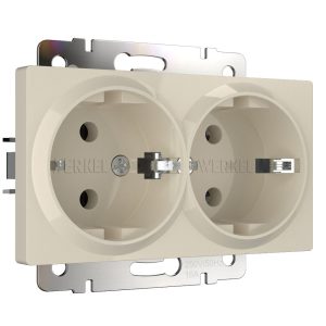 Розетка встраиваемая двойная Werkel W с заземлением Слоновая кость W1172003