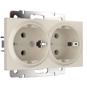 Розетка встраиваемая двойная Werkel с заземлением Айвори матовый W1172062