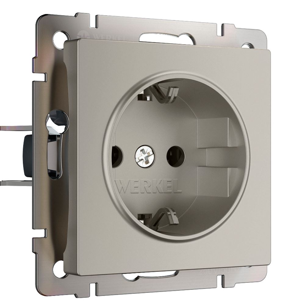 Розетка встраиваемая Werkel с заземлением и шторками Дымчатый W1271104