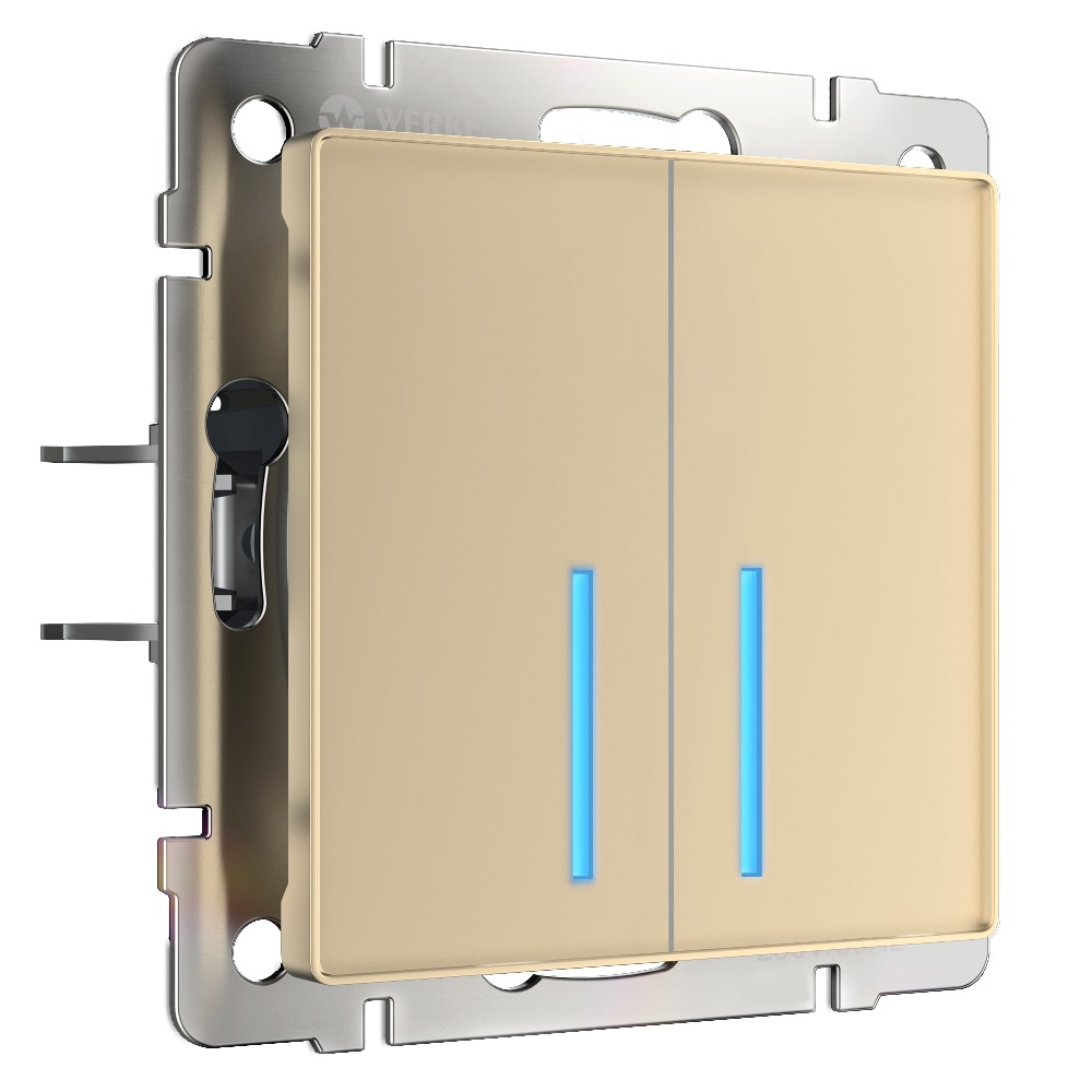 Выключатель двухклавишный встраиваемый сенсорный Werkel с Wifi Шампань W4520611