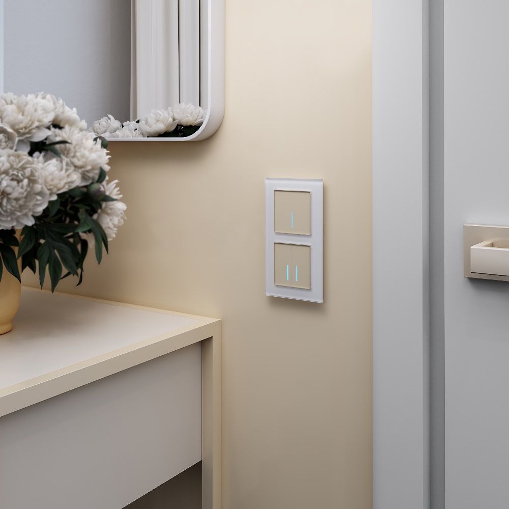 Выключатель двухклавишный встраиваемый сенсорный Werkel с Wifi Шампань W4520611 — изображение 3