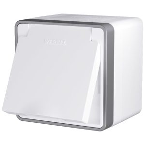 Розетка накладная влагозащищенная Werkel Gallant с заземлением, шторками и защитной крышкой Белый W5071201