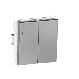 Выключатель двухклавишный встраиваемый проходной Donel R98 Metal с подсветкой Благородная сталь DA03108-DA285ES