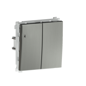 Выключатель двухклавишный встраиваемый проходной Donel R98 Metal с подсветкой Никель DA03108-DA285NB