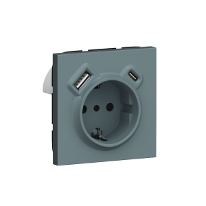 Розетка встраиваемая Donel R98 с заземлением и шторками + зарядка USB A+C 20W Изумруд матовый DA15500-DA22239