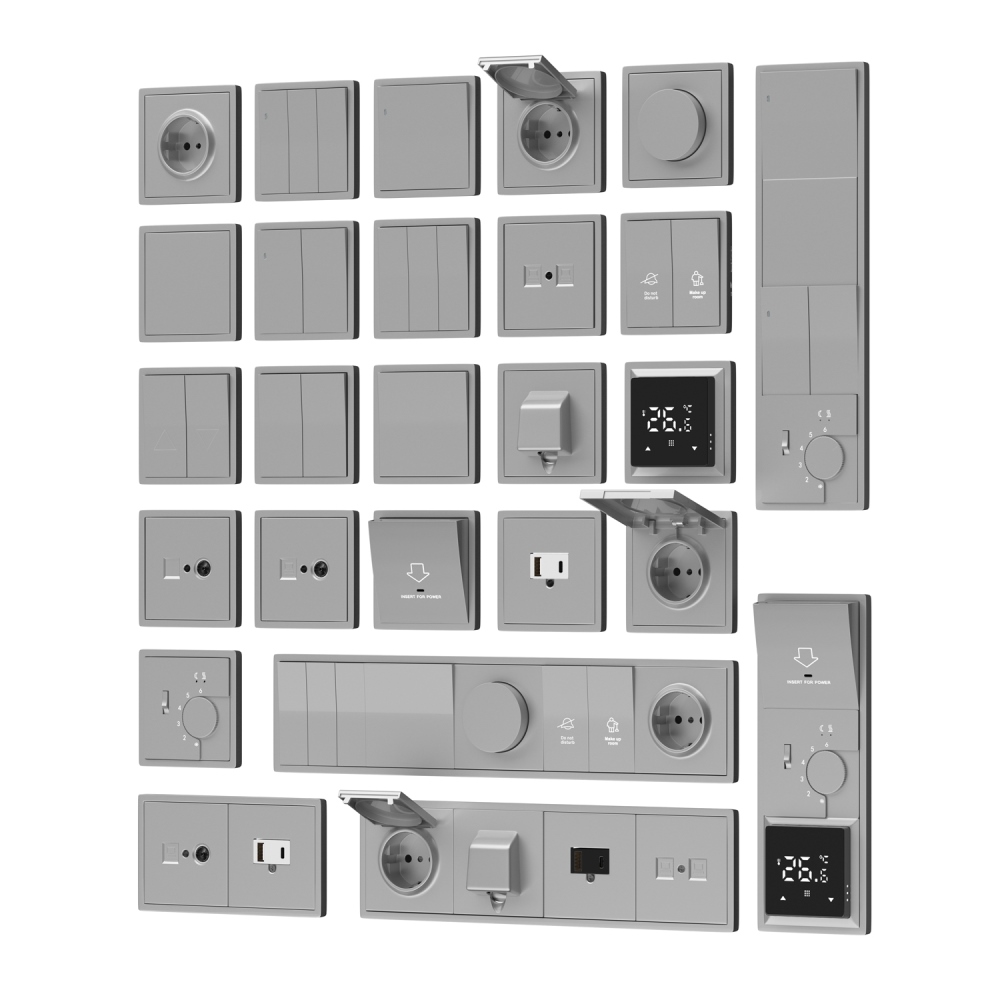 Выключатель двухклавишный встраиваемый Donel R98 звонкового типа Алюминий матовый DA25100-DA29526 — изображение 3