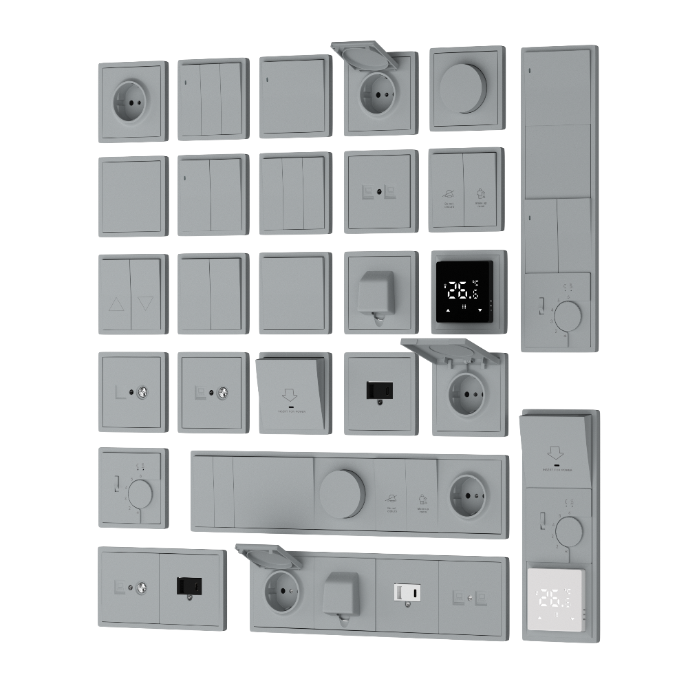 Выключатель двухклавишный встраиваемый Donel R98 звонкового типа Серый матовый DA25100-DA29540 — изображение 3