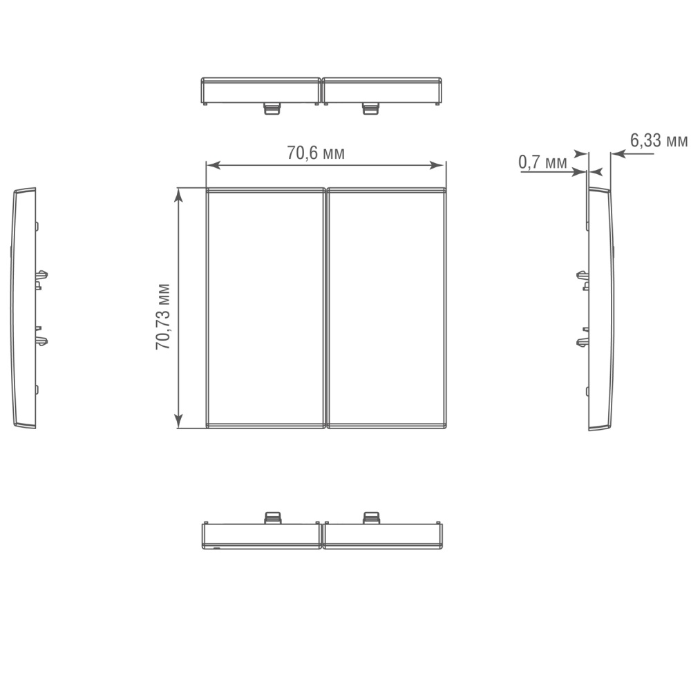 Выключатель двухклавишный встраиваемый звонковый Donel R98 Metal Вороненая сталь DA25100-DA295GS — изображение 6