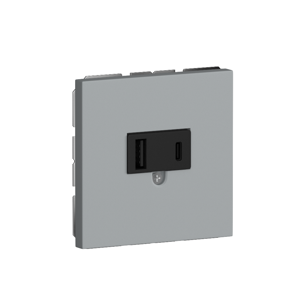 Розетка встраиваемая USB Donel R98 3.1A тип A, С Серый матовый DUSB3100ANC-DA27640