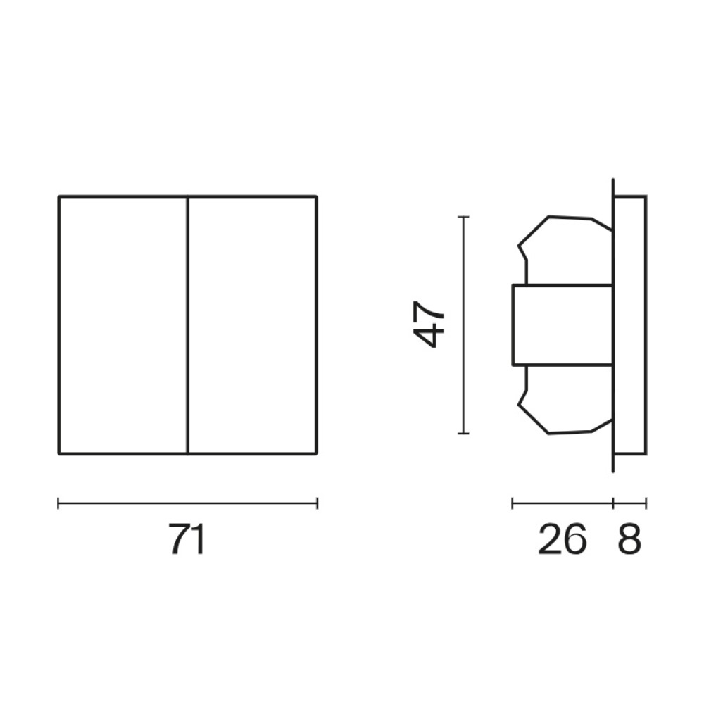 Выключатель двухклавишный встраиваемый проходной Voltum S70 Черный матовый VLS020308 — изображение 5
