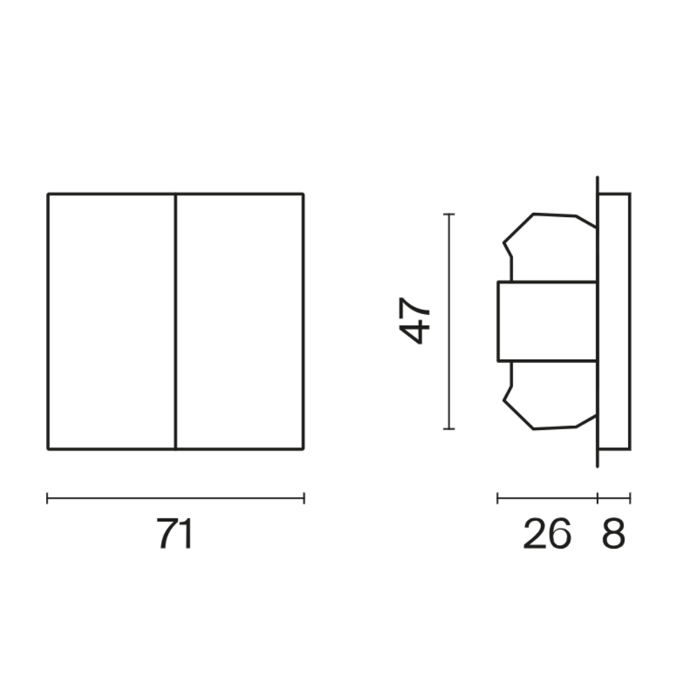 Выключатель двухклавишный встраиваемый с самовозвратом Voltum S70 Кашемир VLS020603 — изображение 5