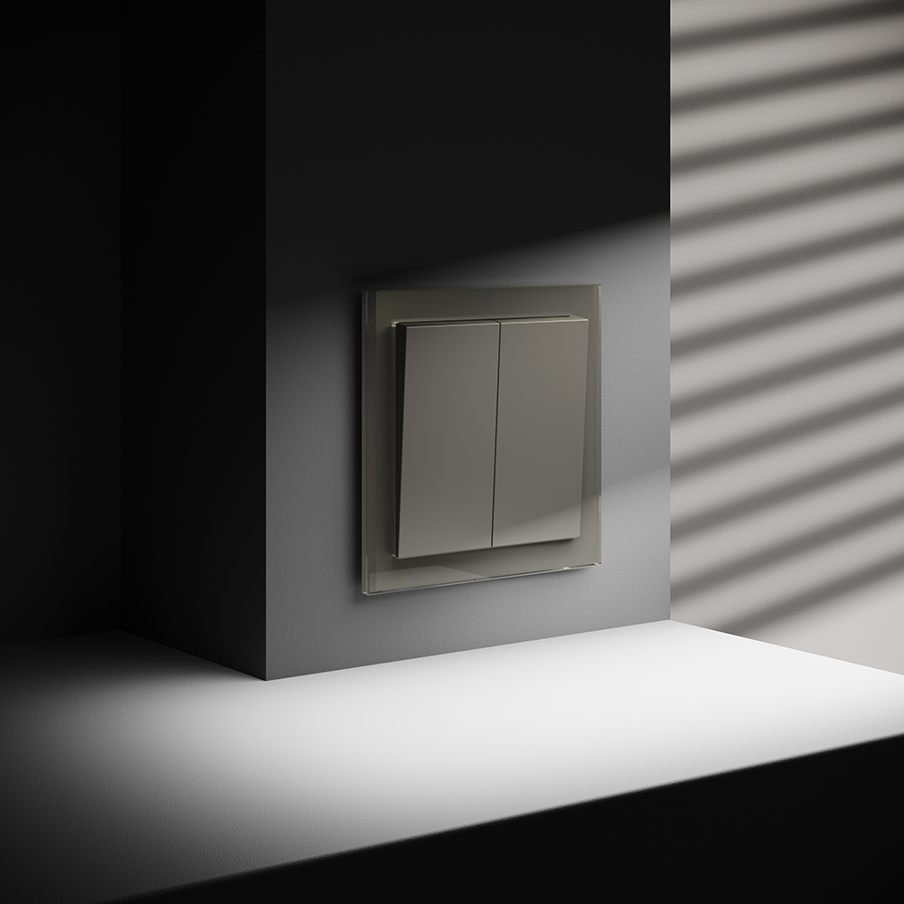 Выключатель двухклавишный встраиваемый с самовозвратом Voltum S70 Шелк VLS020604 — изображение 4