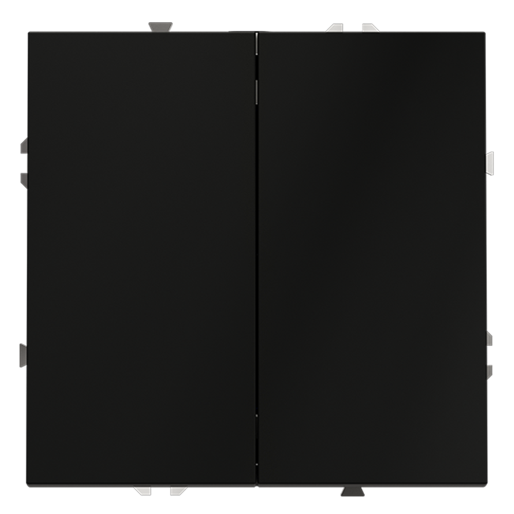 Выключатель двухклавишный встраиваемый с самовозвратом Voltum S70 Черный матовый VLS020608