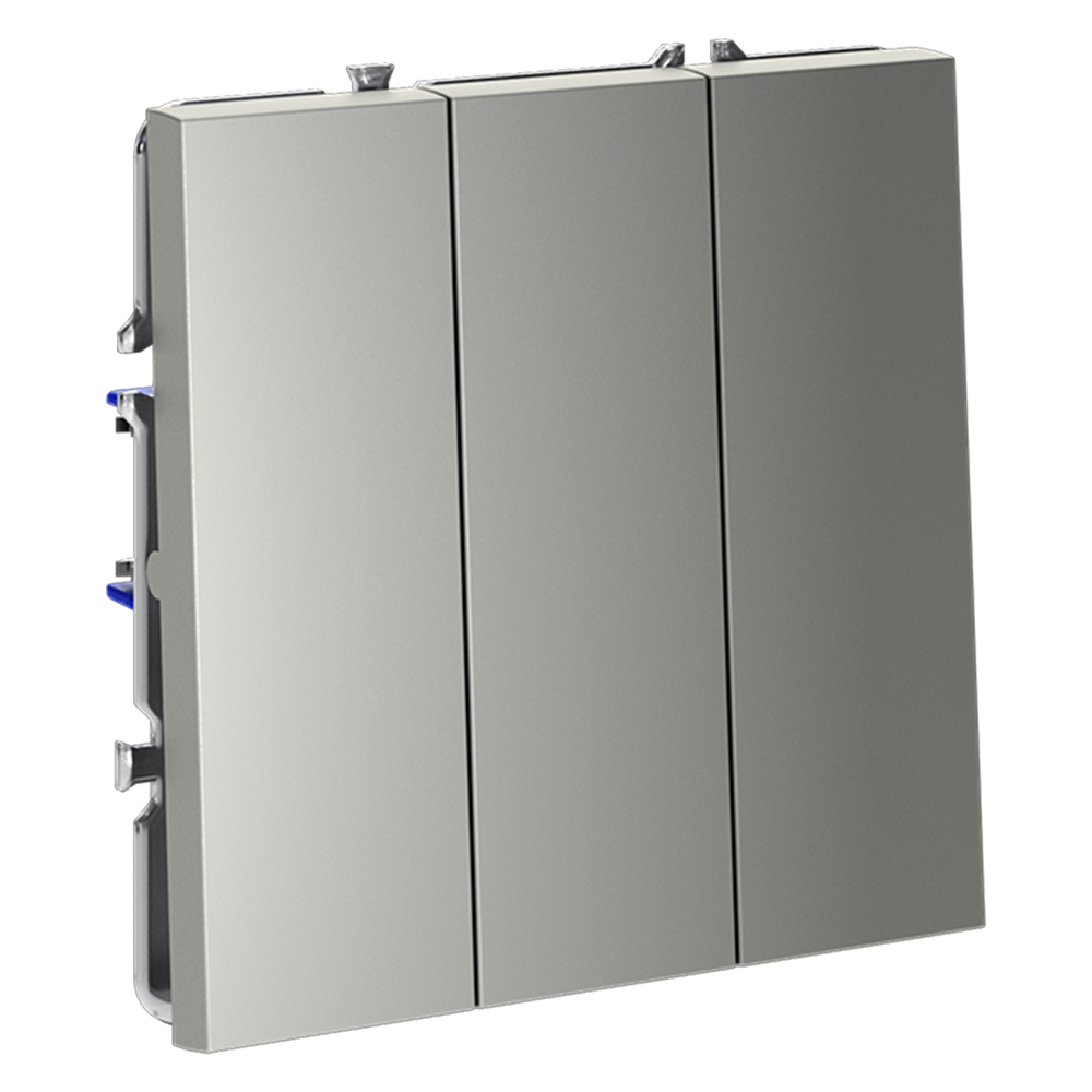 Выключатель трехклавишный встраиваемый Voltum S70 Сталь VLS030105 — изображение 2