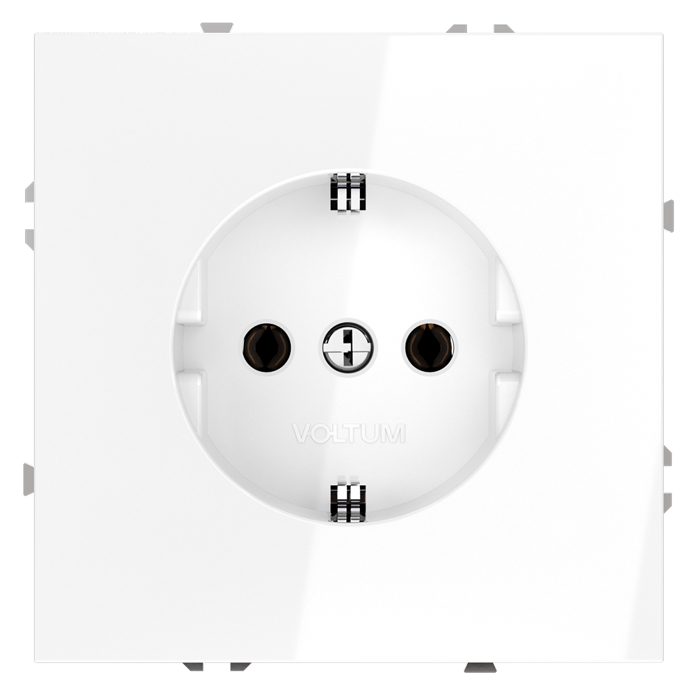 Розетка встраиваемая Voltum S70 с заземлением Soft touch Белый Глянцевый VLS040101