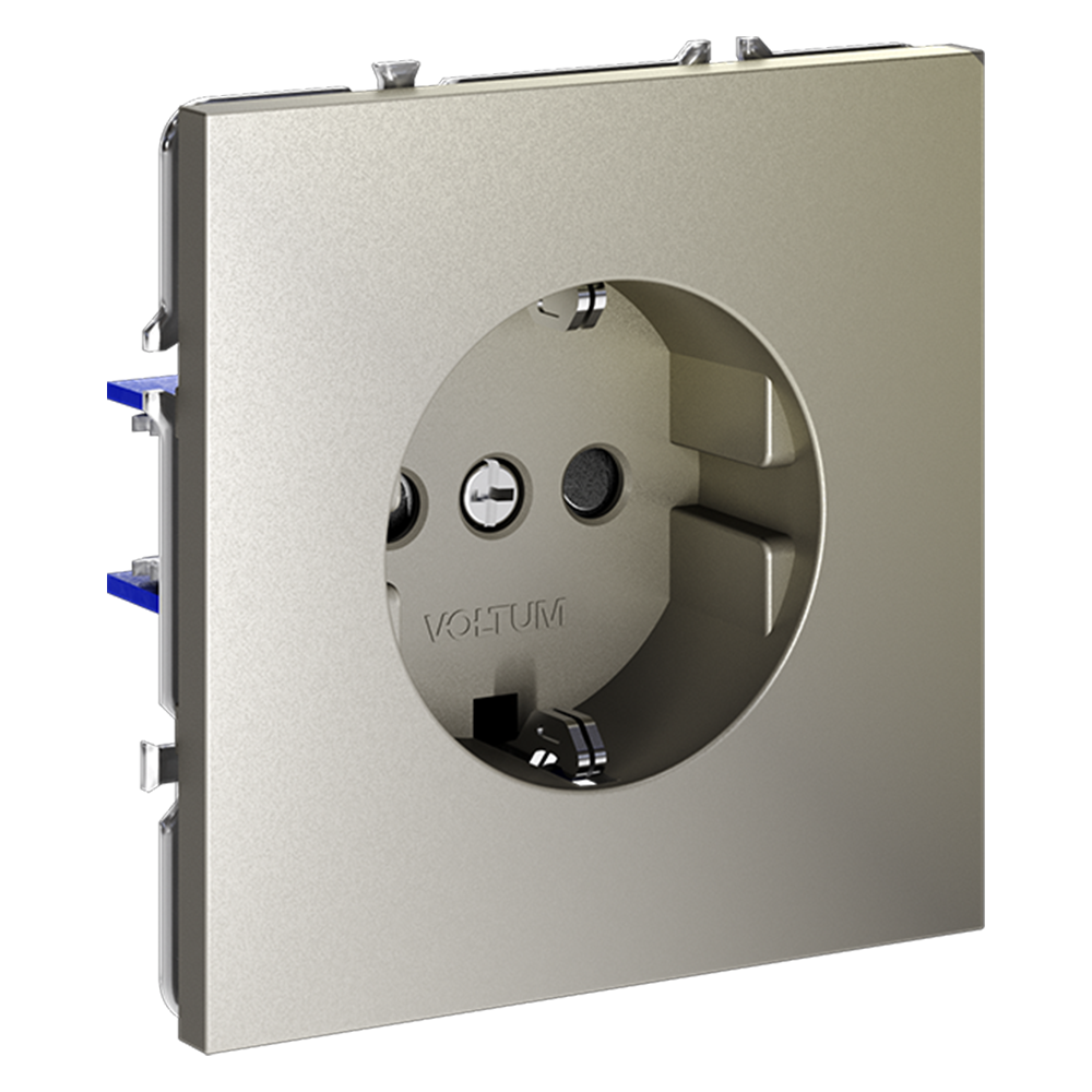 Розетка встраиваемая Voltum S70 с заземлением и шторками Шелк VLS040204 — изображение 2