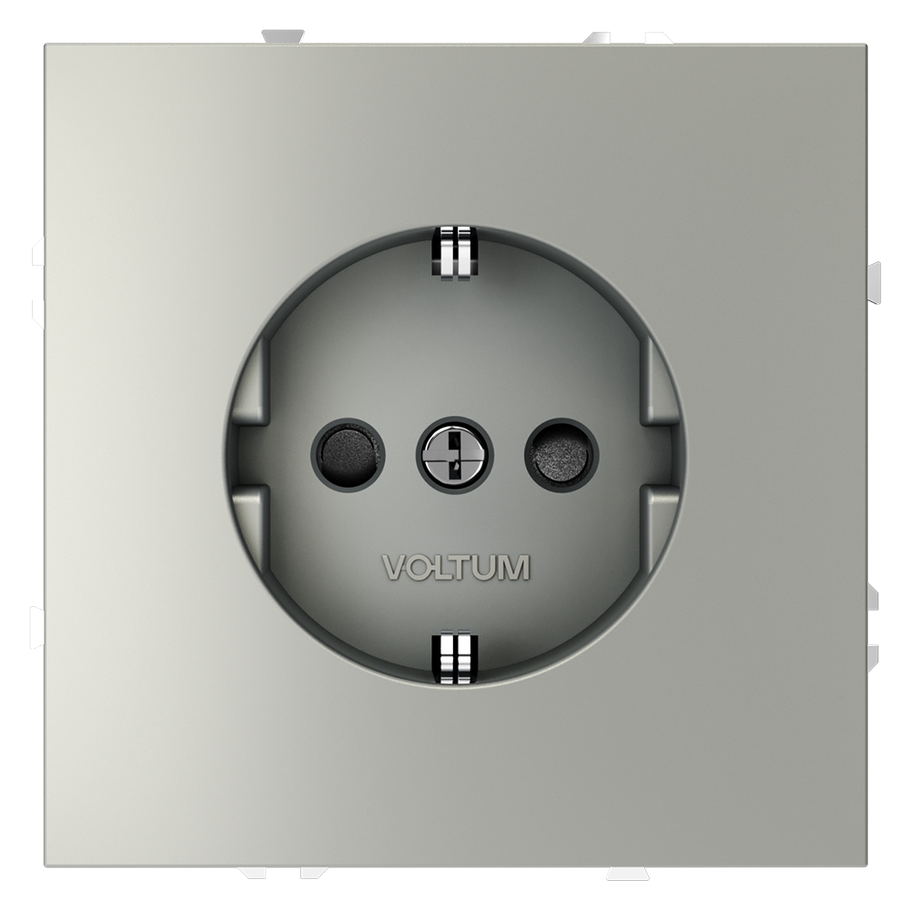 Розетка встраиваемая Voltum S70 с заземлением и шторками Сталь VLS040205