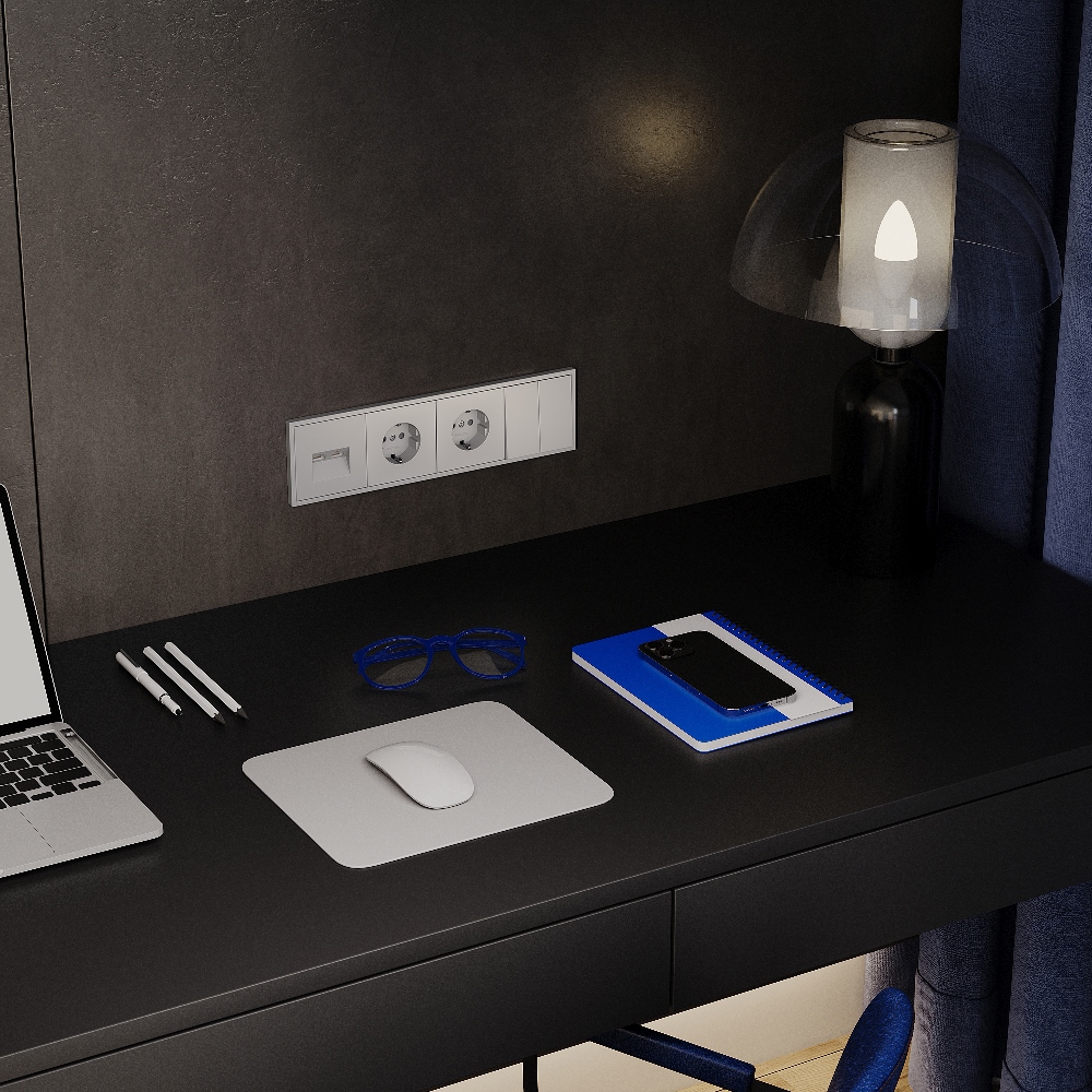 Розетка встраиваемая Voltum S70 с заземлением и шторками Сталь VLS040205 — изображение 5