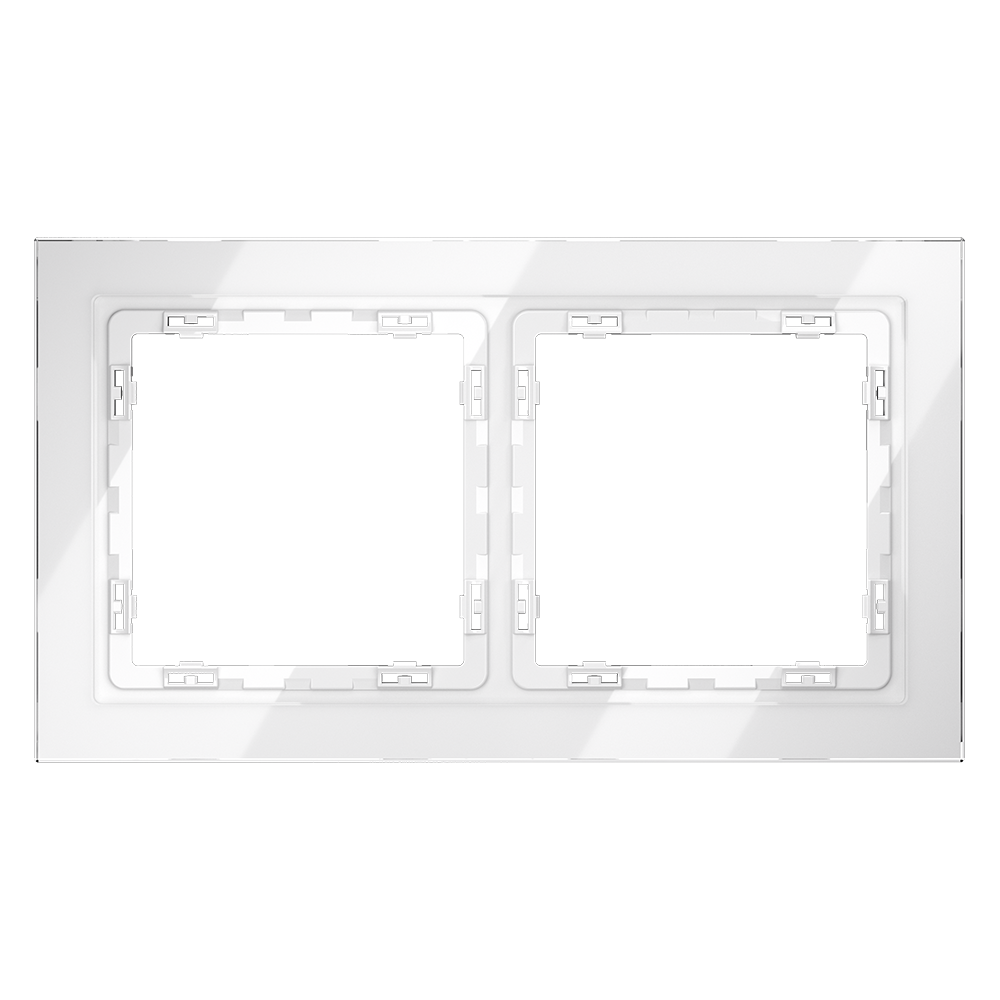 Рамка стеклянная Voltum S70 на 2 поста Белый глянцевый VLS110201