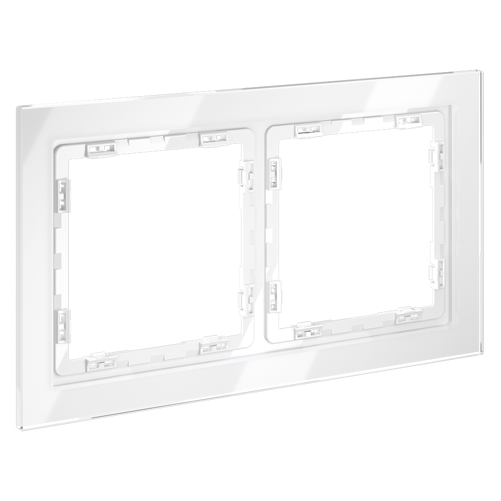 Рамка стеклянная Voltum S70 на 2 поста Белый глянцевый VLS110201 — изображение 2