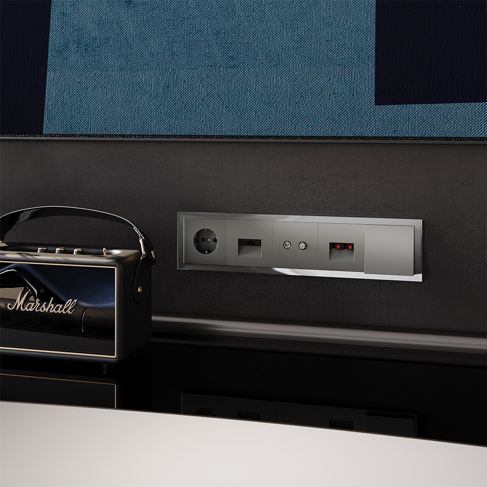 Рамка стеклянная Voltum S70 на 5 постов Титан глянцевый VLS110506 — изображение 3