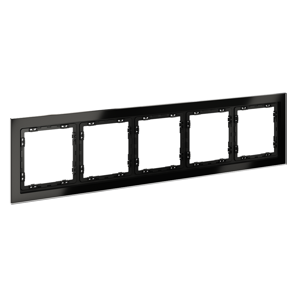 Рамка стеклянная Voltum S70 на 5 постов Черный глянцевый VLS110508 — изображение 2